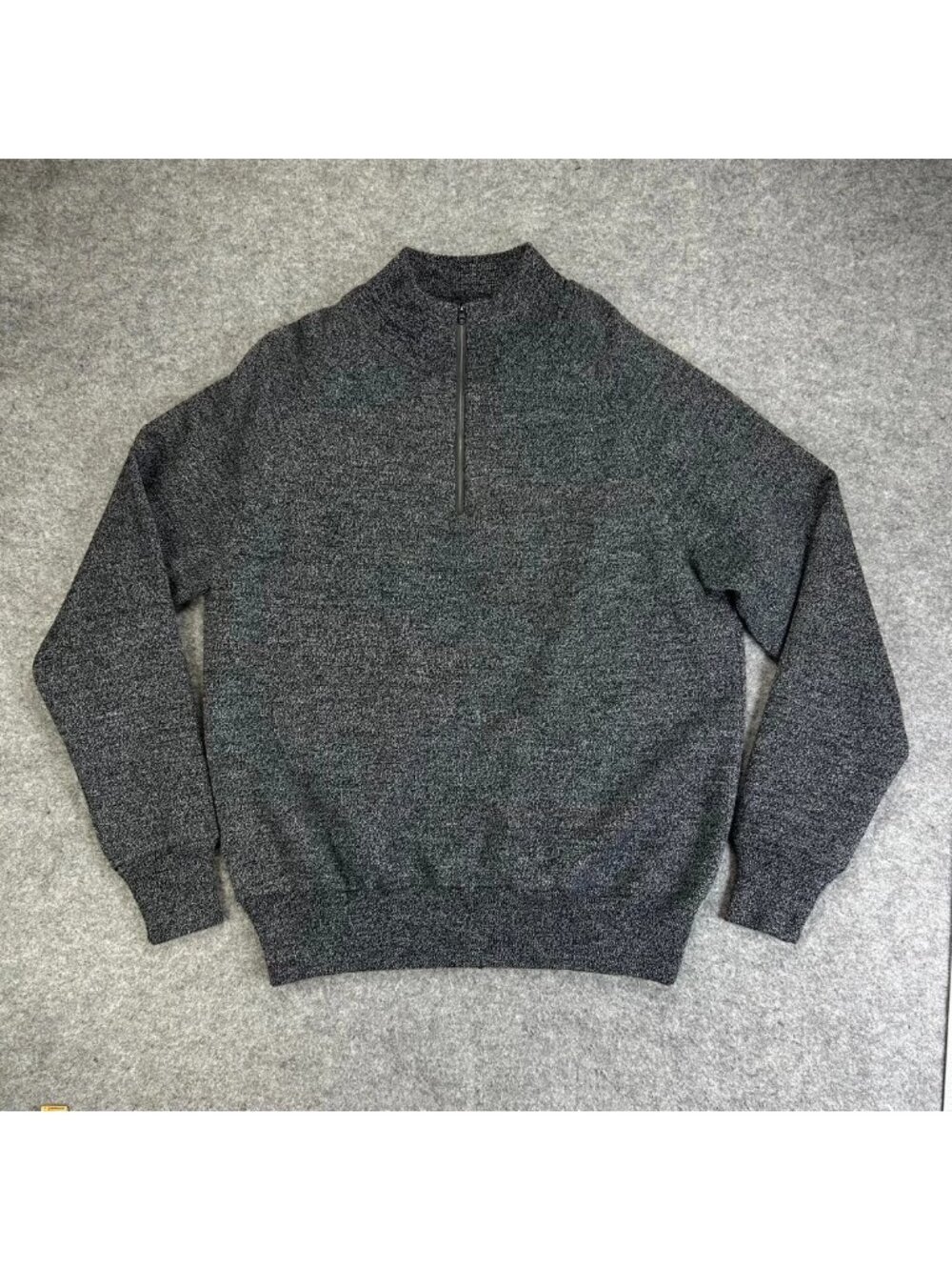 Orvis Quarter Zip Pullover Sweater Mens L Gray Merino Wool Lined Long Sleeve